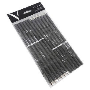 LAPIS DE OLHO com Apontador PRETO VIVAI - PACOTE COM 12 UNIDADES