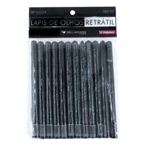 LAPIS DE OLHO RETRATIL PRETO - BELLA FEMME - PACOTE COM 12 UNIDADES
